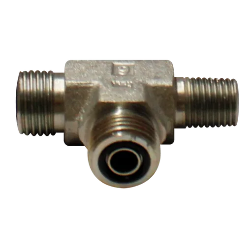 Tee Macho cara plana x Macho NPT lateral x Macho cara plana