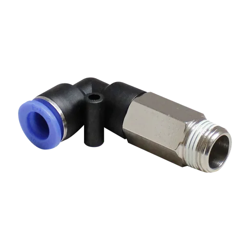 Conector Rapido en codo a 90° Largo Macho manguera 12 MM X 1/2" BSP