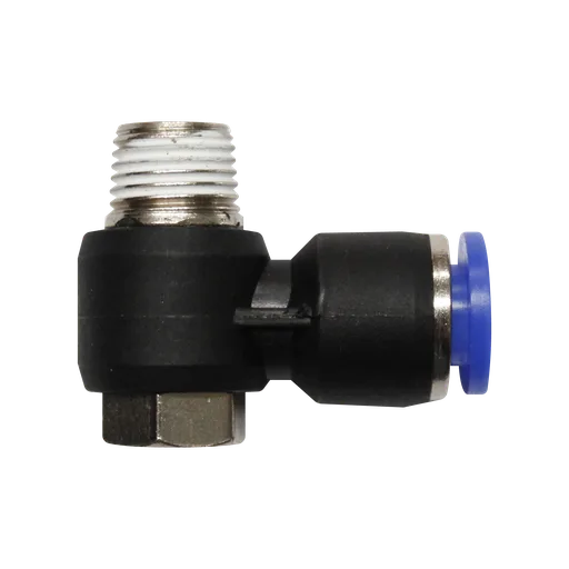 Racor rápido codo orientable cuerda 1/2" BSP manguera 10 MM