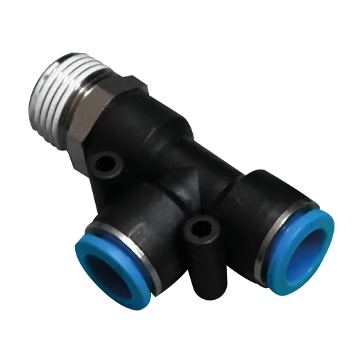 Conector rápido en codo a 90° Macho manguera 6 MM cuerda lateral M5