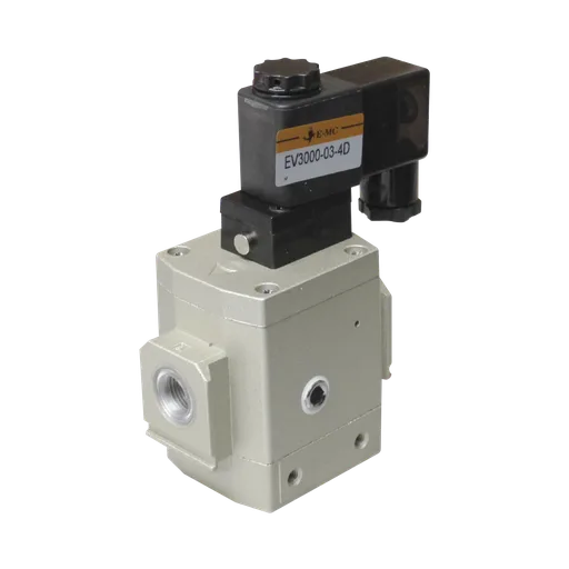 Válvula de arranque progresivo para alimentación de aire lento, tamaño 3, 24VDC, montaje tipo DIN, sin manómetro puertos 3/8'' BSP