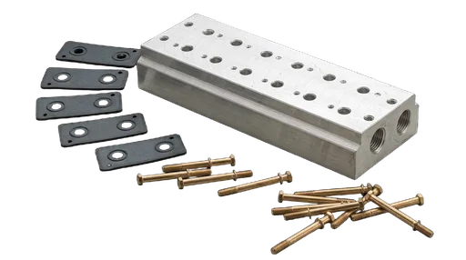 Manifold placa base, electroválvulas 3/2, tamaño 1, 6 estaciones