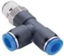 Conetor Rápido  en "T" rosca lateral macho M5 diámetro de manguera 4 MM